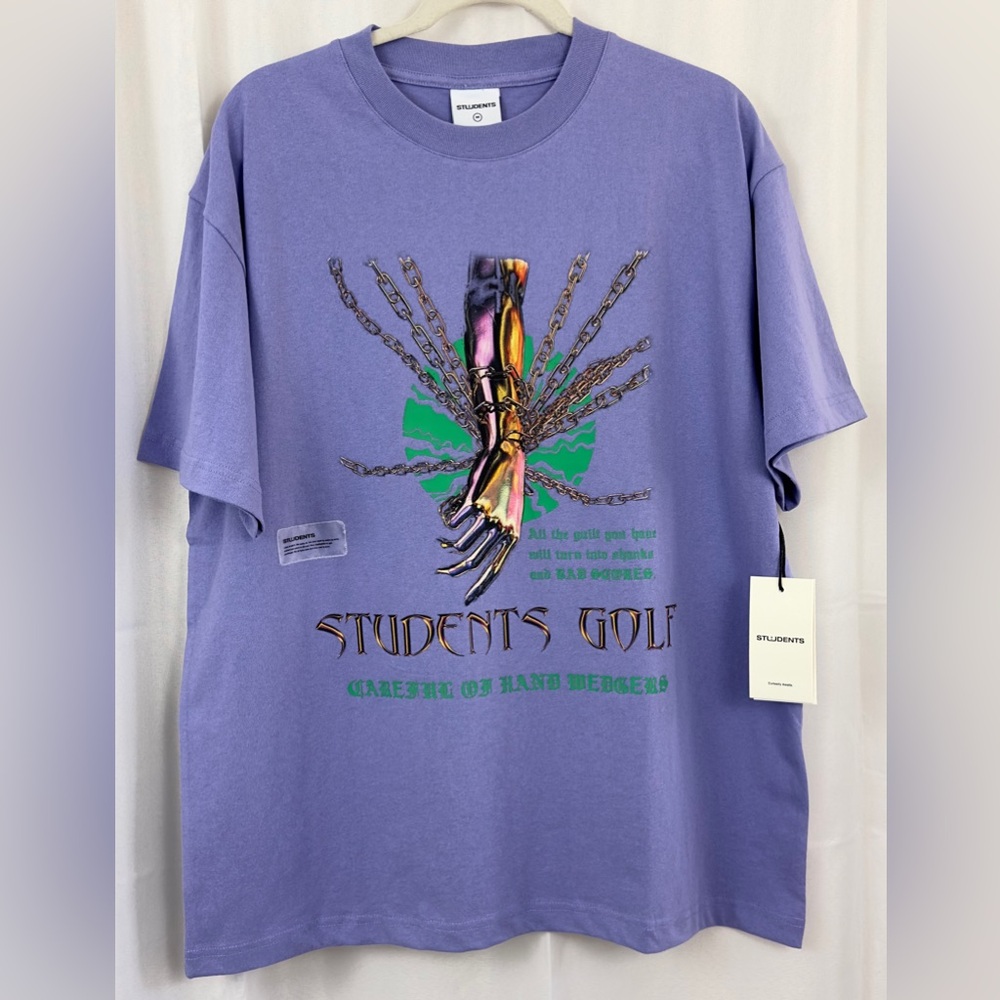 Student Golf Wisteria Purple Oversized Medium Graphic Short Sleeve T-Shirt   NWT